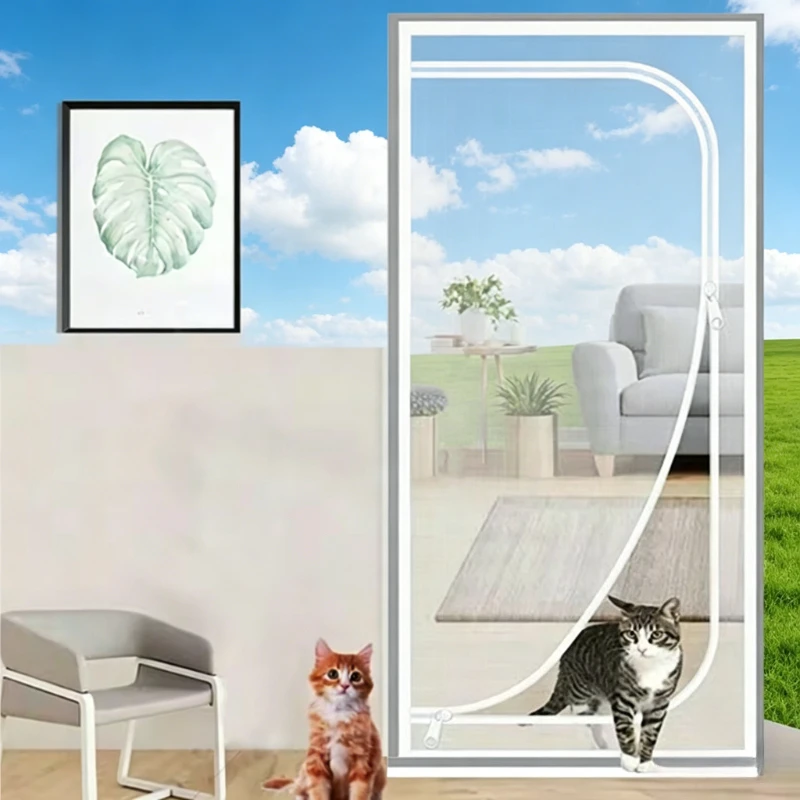 U-shaped zipper screen window，anti-mosquito window screens,washable mesh，Mosquito Nets Mesh Mosquitoes，Anti cat door curtain