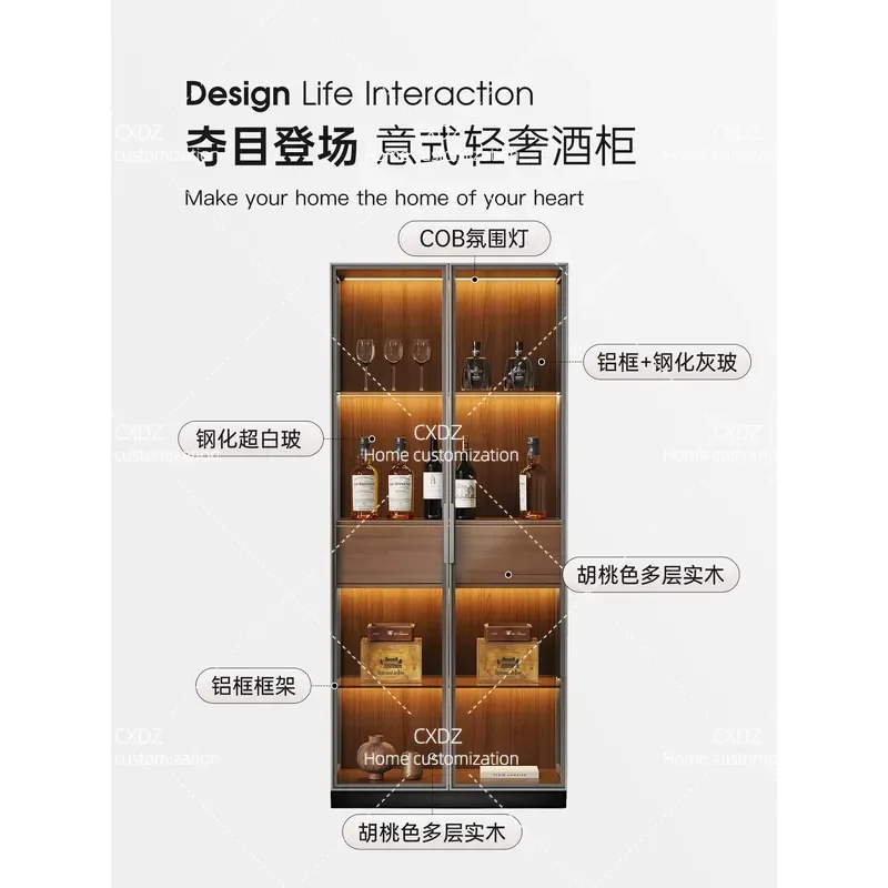 Entrance cabinet wine cabinet decorative ornaments art display  living room solid wood dining side cabinet high-end
