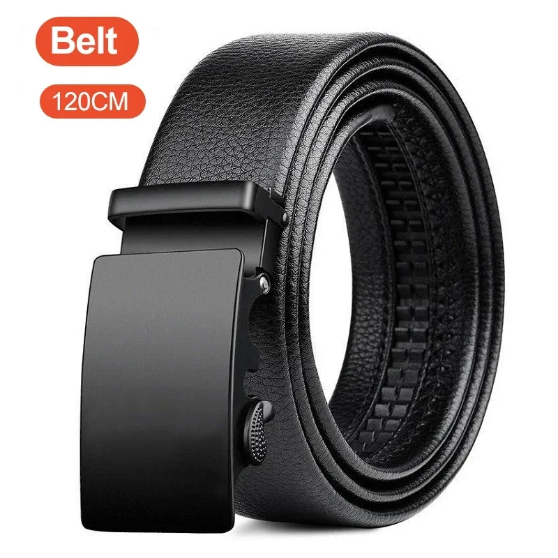 

Men Leather Belt Metal Car Automatic Buckle Work Belt High Quality Men 120cm Leather Business for Men