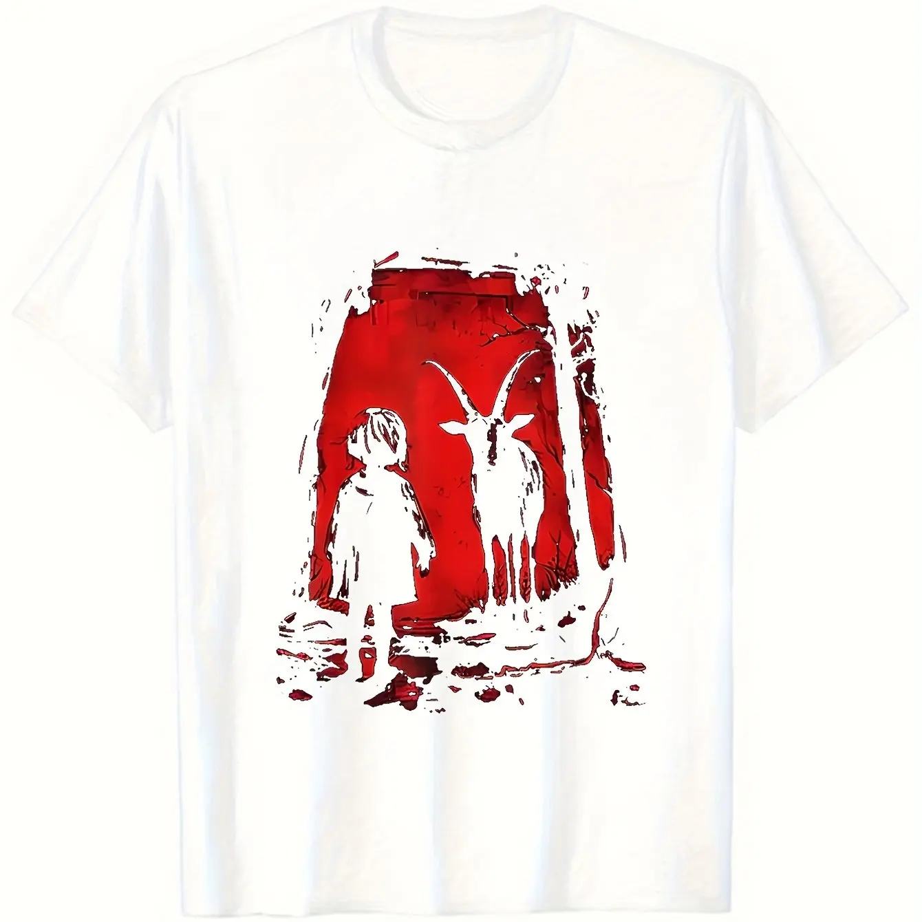 Men'S Gothic T-Shirt Satan Goat Head Graphic Tee Dark Fantasy Shirt for Halloween Christmas Gifts Gothic Outfits Men Clothing