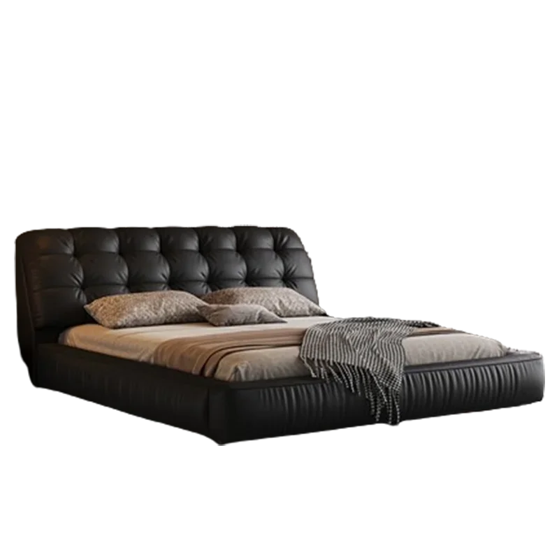 #Funky Headrest Double Bed Style Nordic Black Sleeping Queen Double Bed Storage Floor Minimalist Women Beliche Unique Furniture