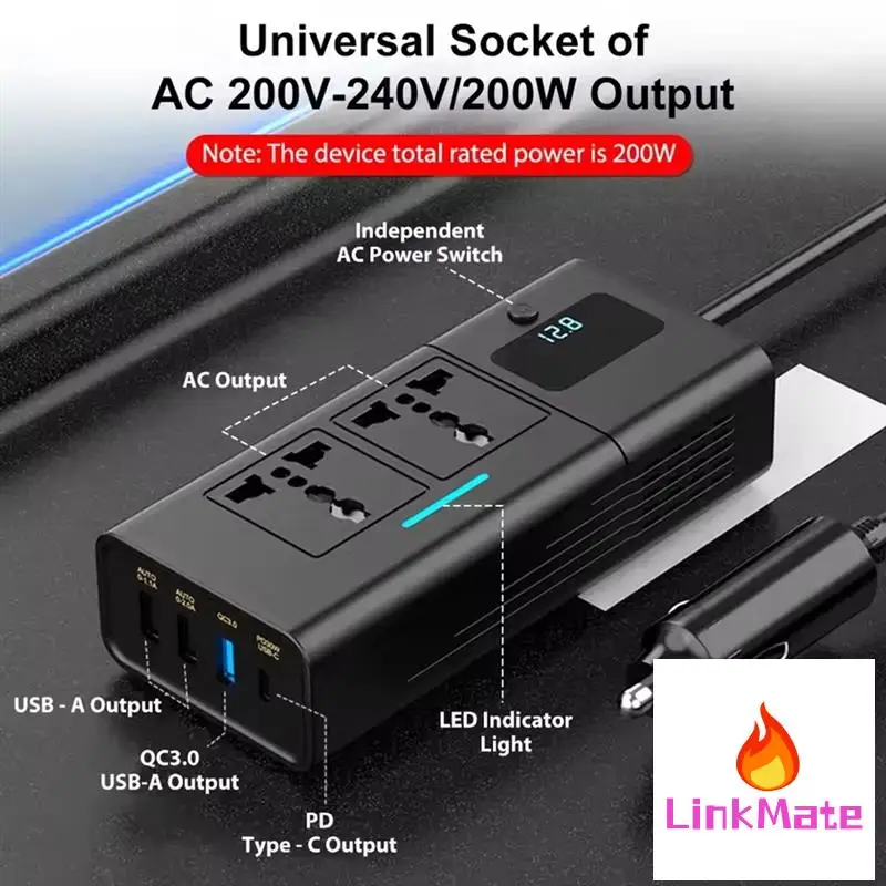 Przetwornica samochodowa 220V 12 na 220 V Przetwornica samochodowa do pojazdów 12V