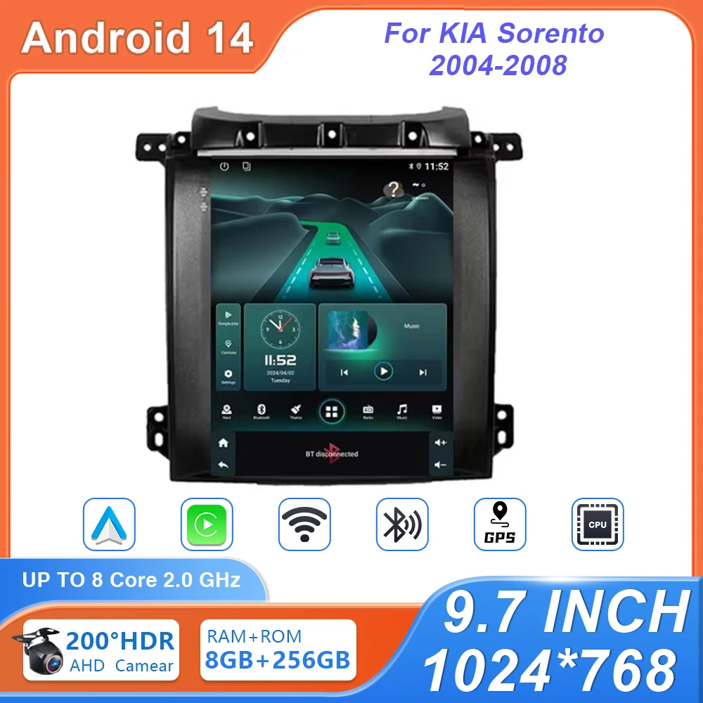 9.7 inch Car Android Player For Kia Sorento 2004 - 2008 Wireless Carplay android Auto Radio Multimedia Video GPS No 2 din DVD