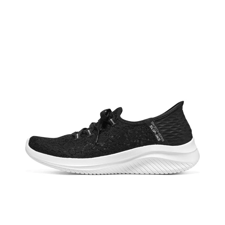 skechers-slip-ins-walking-shoes-women's-low-top-black-white-896177-bkw