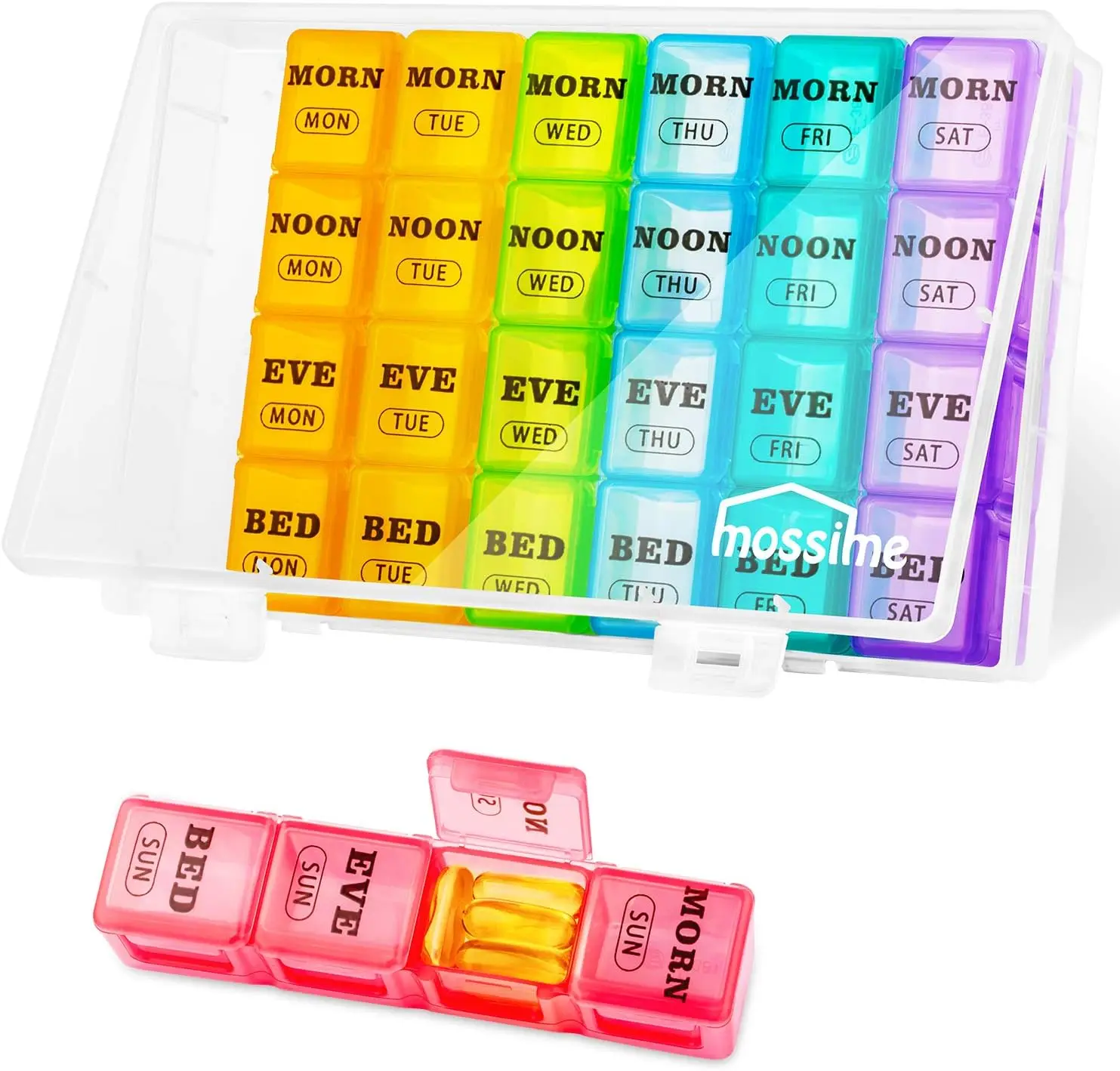 

Large Weekly Pill Organizer 4 Times a Day, 7-Day AM PM Pill Box, Big Compartments, 28-Day Medication Dispenser for Vitamins