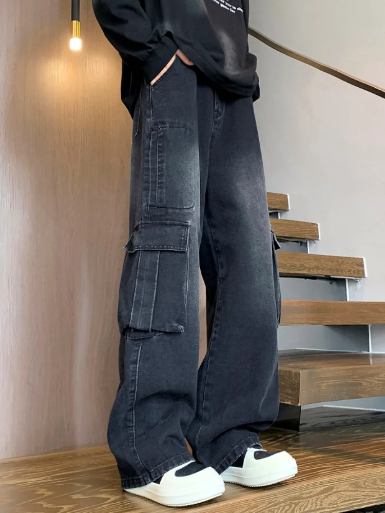 

Retro American Workwear Jeans Men's Waed Straight Loose Leg Pants Spring Autumn Cleanfit Trousers Youth Faion Durable