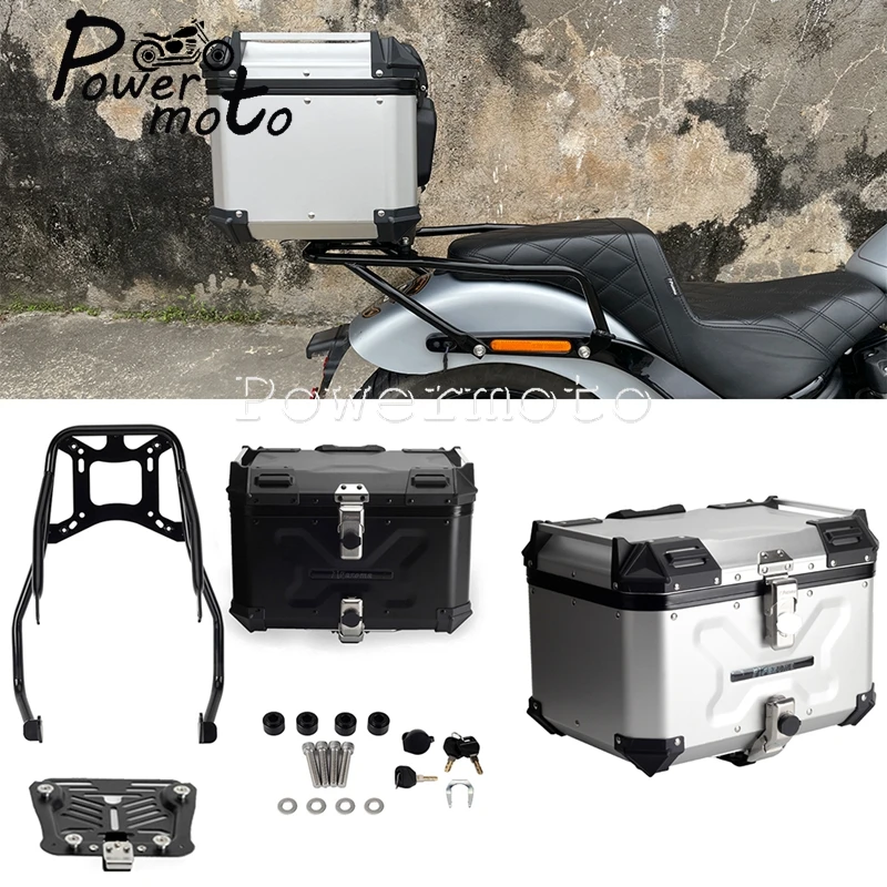 

Motorcycle Saddlebag Aluminum Top Boxes Tail Case Rear Trunk For Harley Softail Street Bob 114 FXBBS Standard FXBB 2018-2023