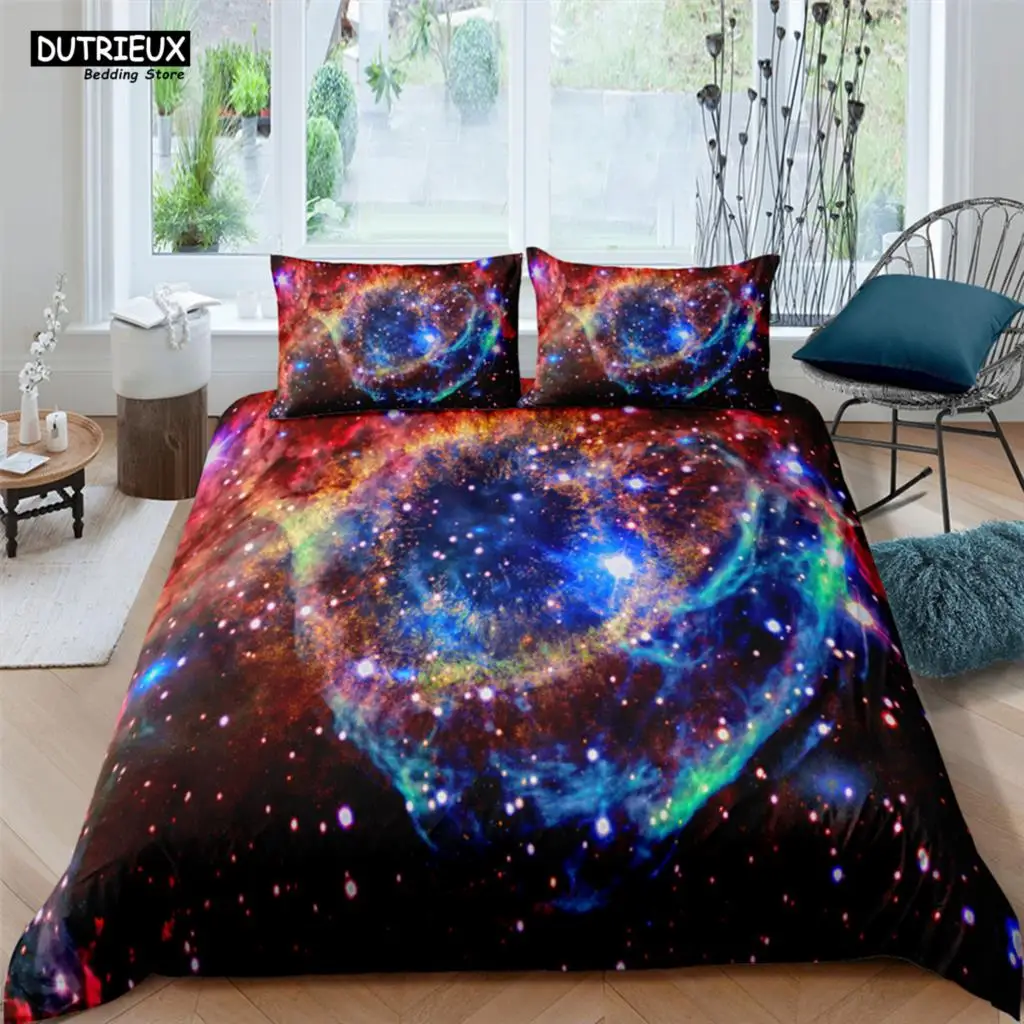 Cosmic Via Láctea Impressão Conjuntos de Cama de Poliéster Criança Crianças Capas Meninos Conjunto de Roupa de Cama Para Adolescentes King Size Conjunto de Cama