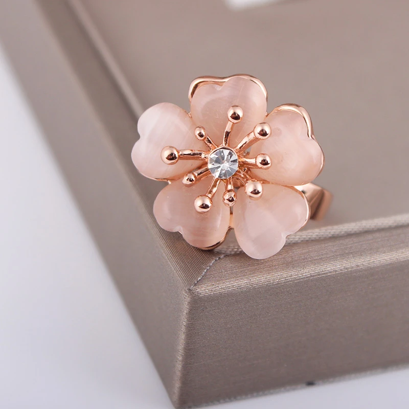 Ajojewel Rose Gold-color Girls Cute Ring Opal Flower Finger Jewelry Spring Woman Gift to offer