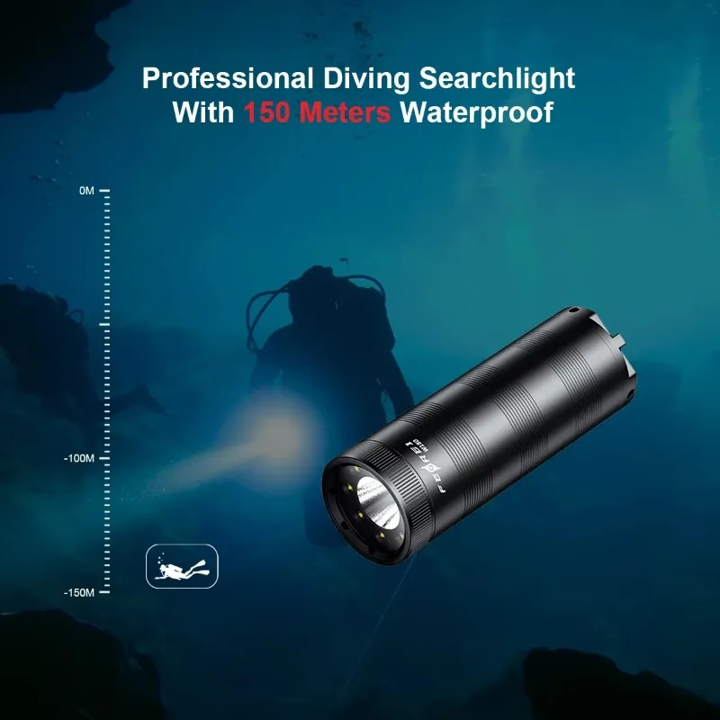 المهنية الغوص مصباح يدوي كري حبيبات مصباح مستديرة متفاوتة الأحجام 150 متر مقاوم للماء Spearfishing المحمولة معدات الإضاءة التصوير تحت الماء