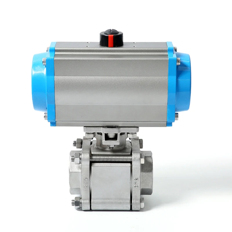 Pneumatic Three-piece Stainless Steel Ball Valve Threaded Port Double Action Pneumatic Valve  Suitable for Fast Delivery