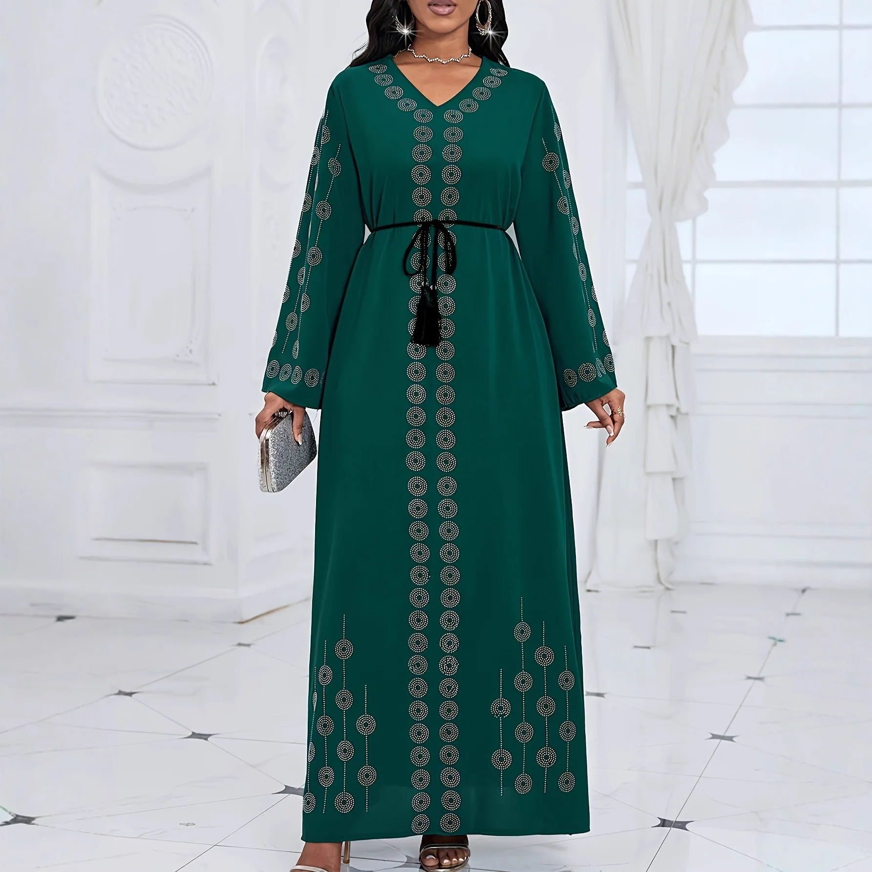 

Eid Women Dress Abaya Muslim Jalabiya Ramadan Vestidos Largos Lace-up Party Dresses Arab Long Robe Morocco Dubai Kaftan 2026