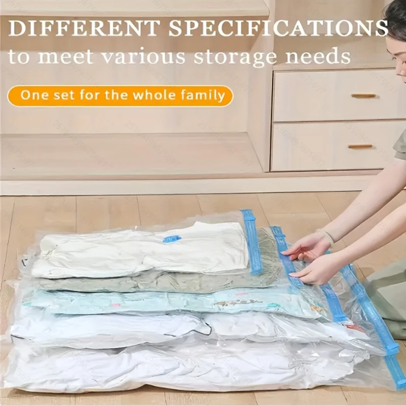 مجموعة أكياس ضغط مفرغة مكونة من 4/6/9 قطع مع مضخة يدوية، معبأة بشكل فردي. مجموعة ذات سعة كبيرة ومتعددة الحجم للسفر، Space-sa