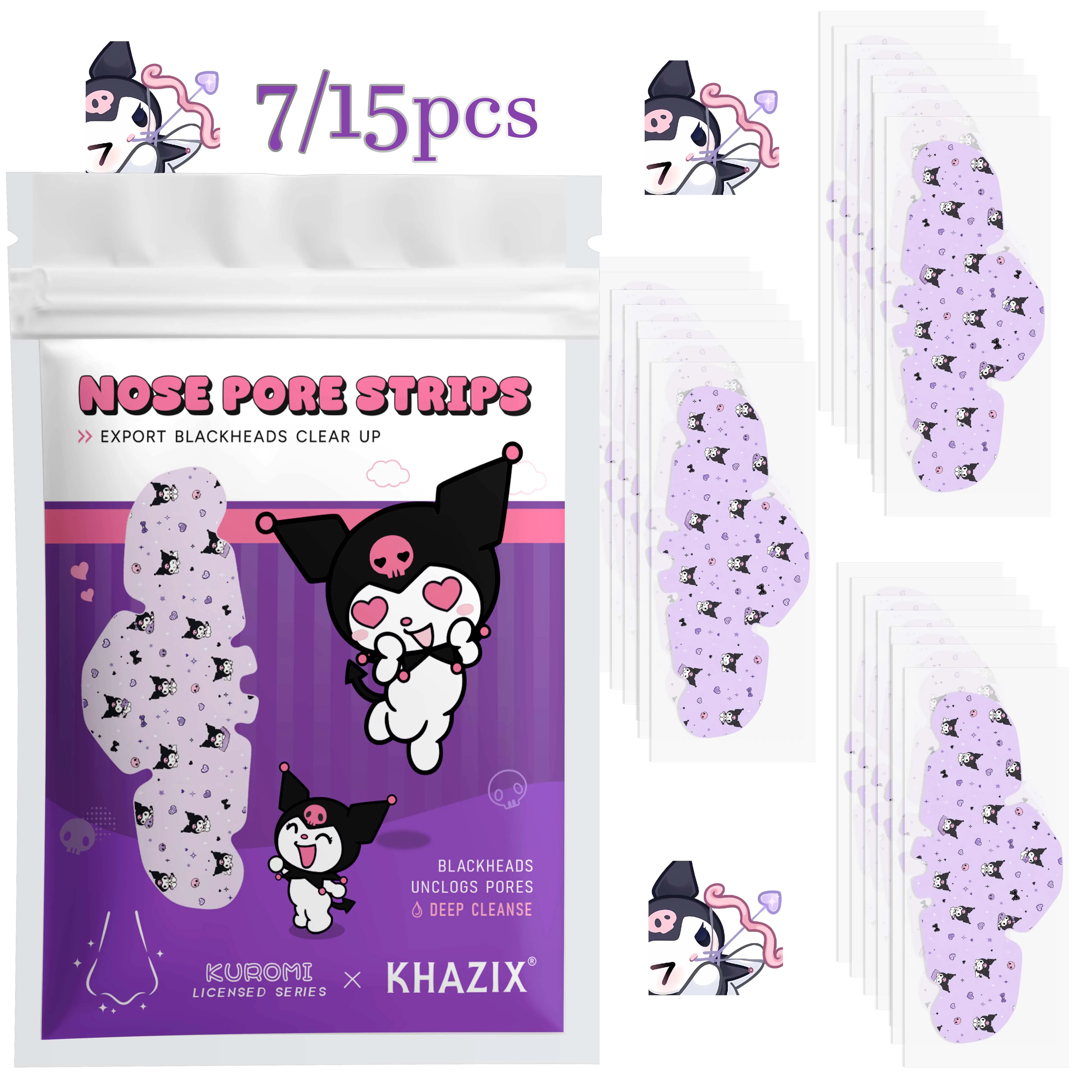 7/15pcs Hello Kitty 7/15PCS Nose Strips Cute Cartoon Kawaii Nose Stickers Beauty Gift Women