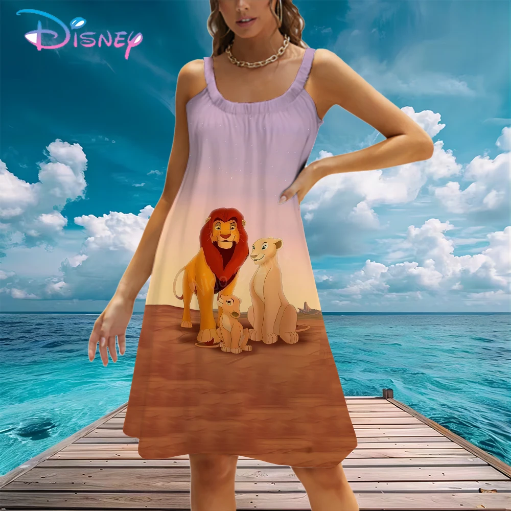 

Women's Beach Dress Sling Disney's The Lion King Evening Dresses Fashion Cheap Clothes Kawaii Summer S-3XL 2024 Lovely Leisure