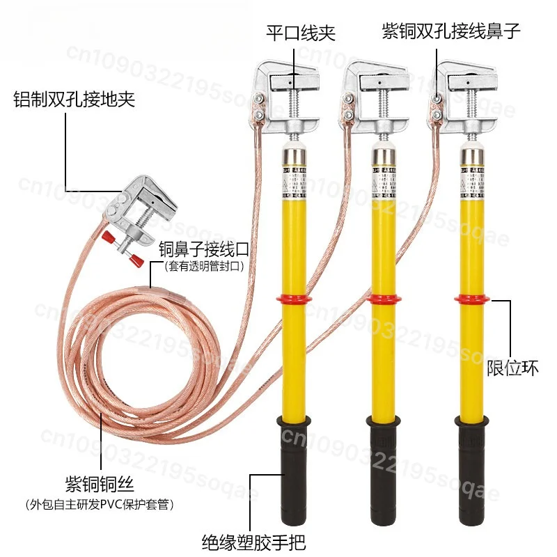 10KV High Voltage Soft Copper Grounding Wire Matching Ground Rod For Power Station Distribution Room Safety Earthing Tool