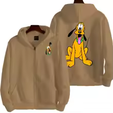 Pluto Men Cartoon Double Sided Zip Hoodie