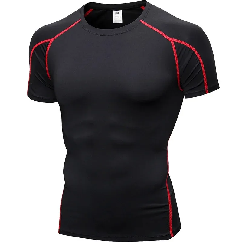 

Elastic Men's Sport Running Shirt Fitness Sports Training Shirt Quick Dry Round Neck Body building uscle Sports Shirt
