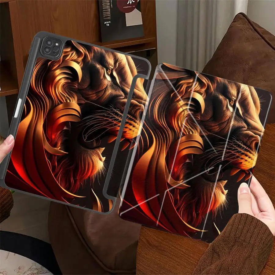 Animal Lion Pattern Holder Cover Tablet Case For iPad Pro 2025 Air 4 5 M3 M2 M4 11inch Mini 6 7 Pro 11th 10th 9th 8th 7th