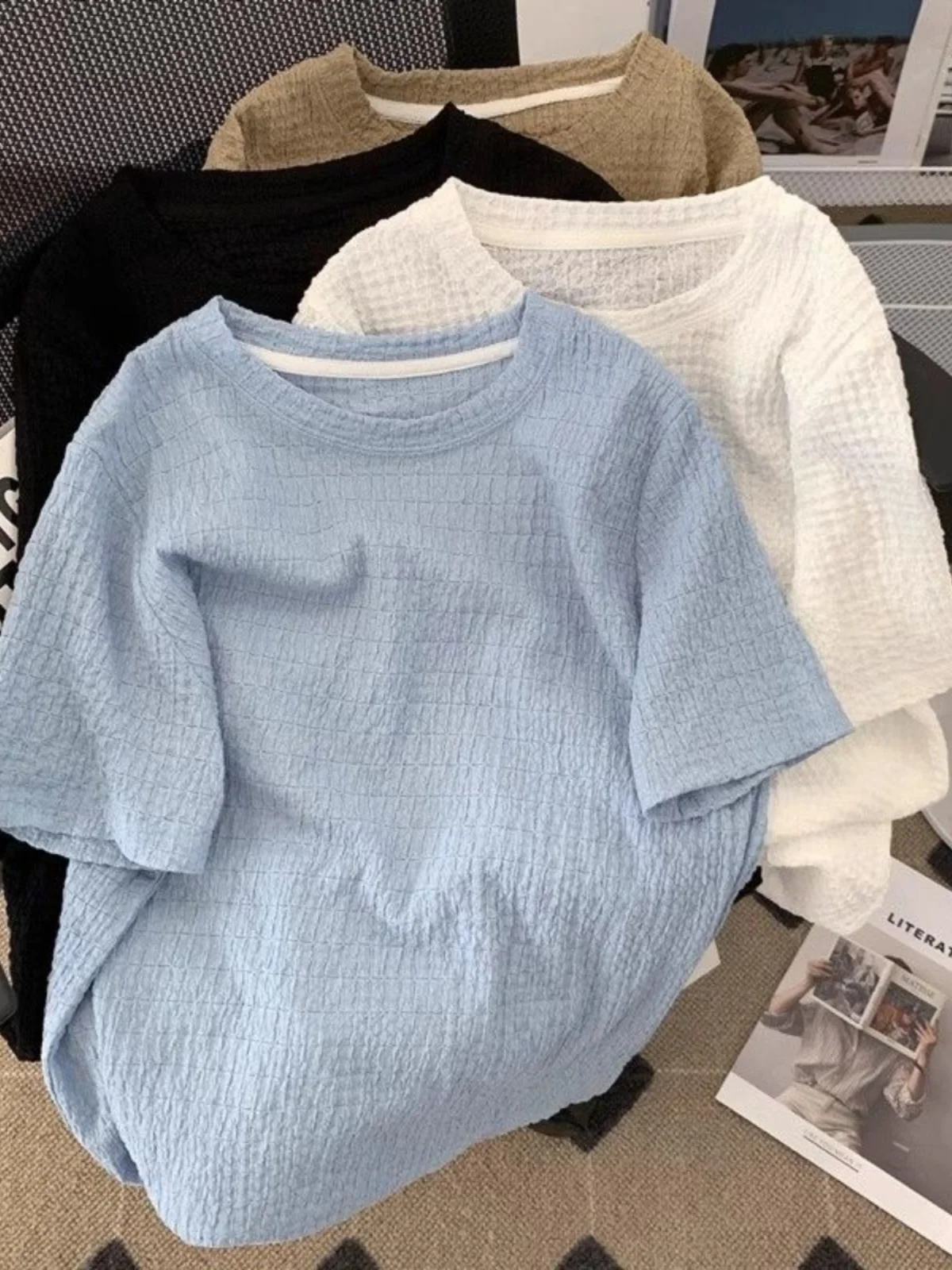 

Женская футболка больших размеров с коротким рукавом, свободного кроя, модная, омолаживающая, летняя, повседневная, для полных женщин весом до 300 фунтов