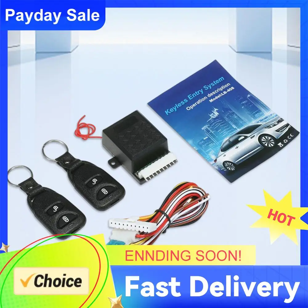 

12V Car Door Lock with 2 Remote Control Auto Locking Keyless Entry Kit Portable Car Auto Remote Switch Lock Kit
