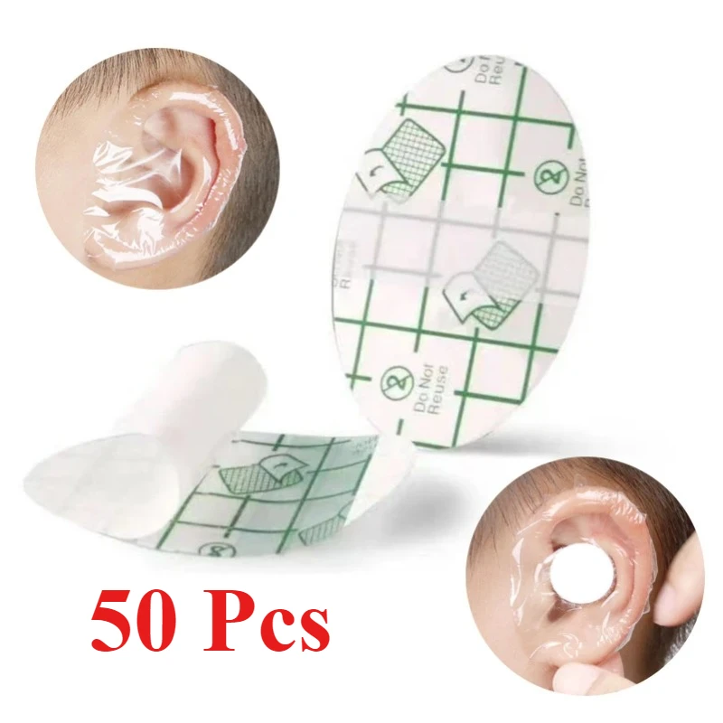 

50pcs Plastic Waterproof Ear Protector For Kids Adults Swimming Cover Caps Disposable Ear Stickers Swimming Cover Ear Paste