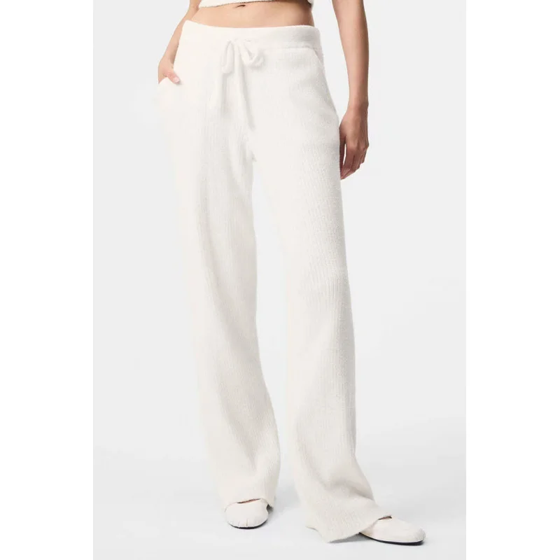 Women Knit Wide Leg Pants Casual Straight Trousers Soft Comfortable High Waist Loose Fit Daily Wear Fashion Bottoms