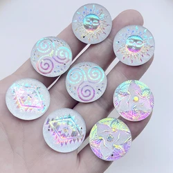 25mm round Mayan Totem Sun God/Eye of God/Clouds/Crane Resin AB Color Rhein diy Jewelry earrings decorated Flat back scrapbook