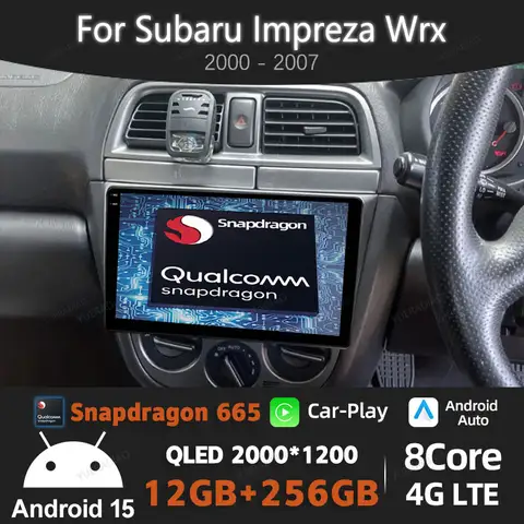 Subaru Impreza WRX 2000 – 2007 용 Android 15 차량용 라디오 멀티미디어 비디오 플레이어 4G WIFI GPS NAVI 헤드 유닛 QLED BT 2DIN Qualcomm