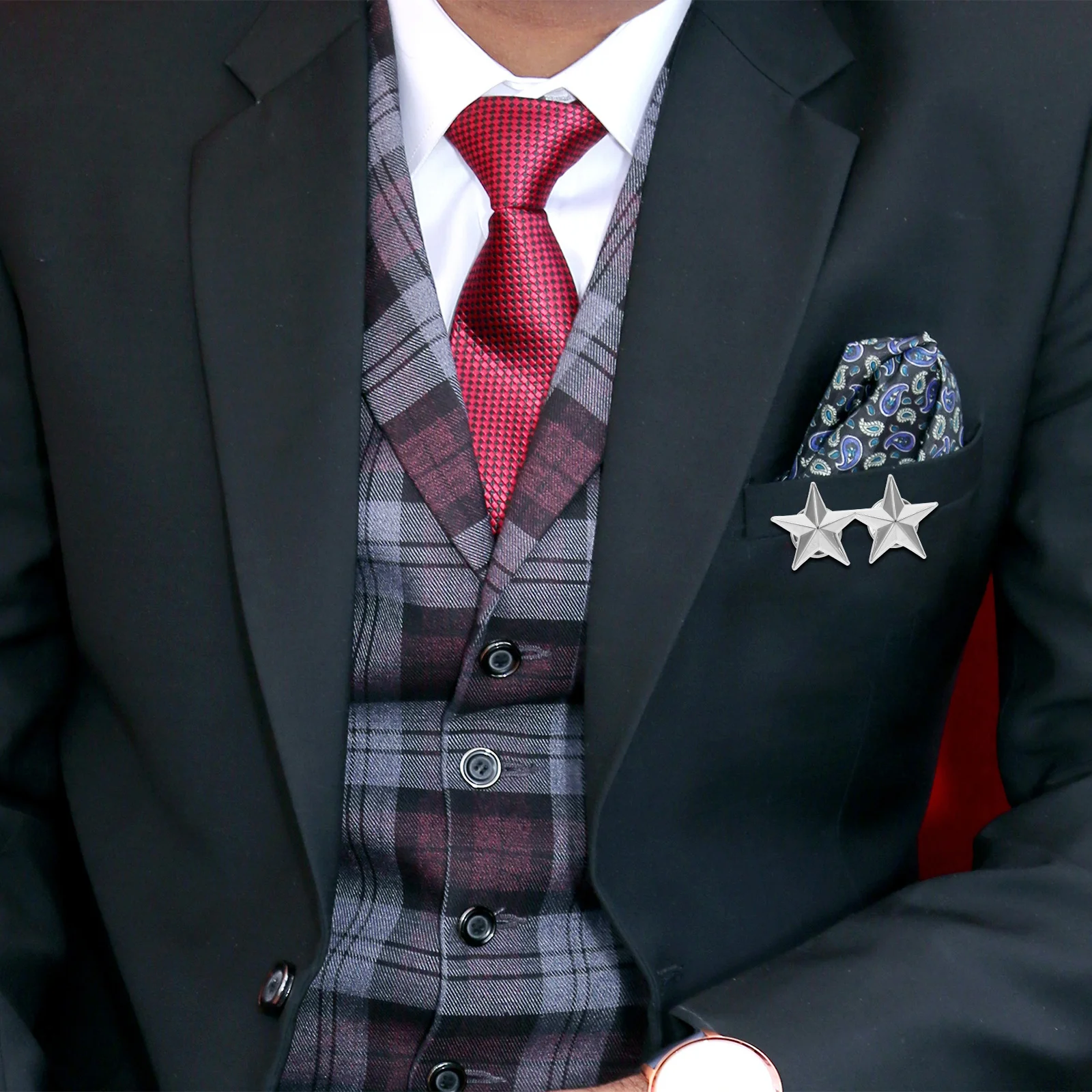 

12Pcs Star Shape Badges Zinc Alloy Decorative Casual Clothes Hat Accessories Party Supply Veteran Day