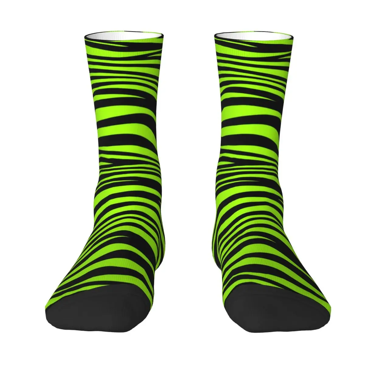 Green Tiger Lines Socks Animal Print Kawaii Stockings Autumn Anti-Slip Ladies Socks Soft Graphic Running Socks