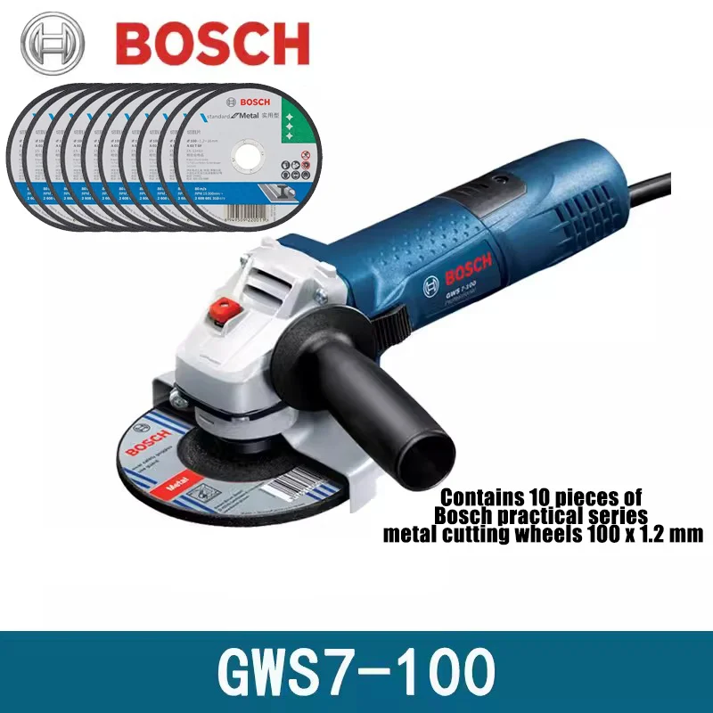 

Bosch GWS7-100 720W Angle Grinder, 11000 RPM Fixed Speed, Metal Grinding, 1.8kg with Side Handle