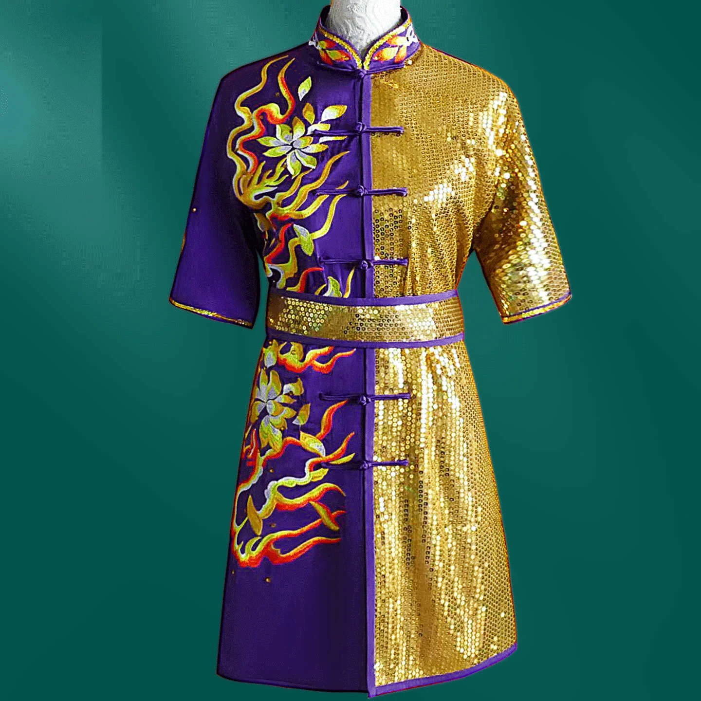 Yanwutang's new simulated silk martial arts uniform, embroidered sequins, long fist, Nanquan, children's competition costume, co