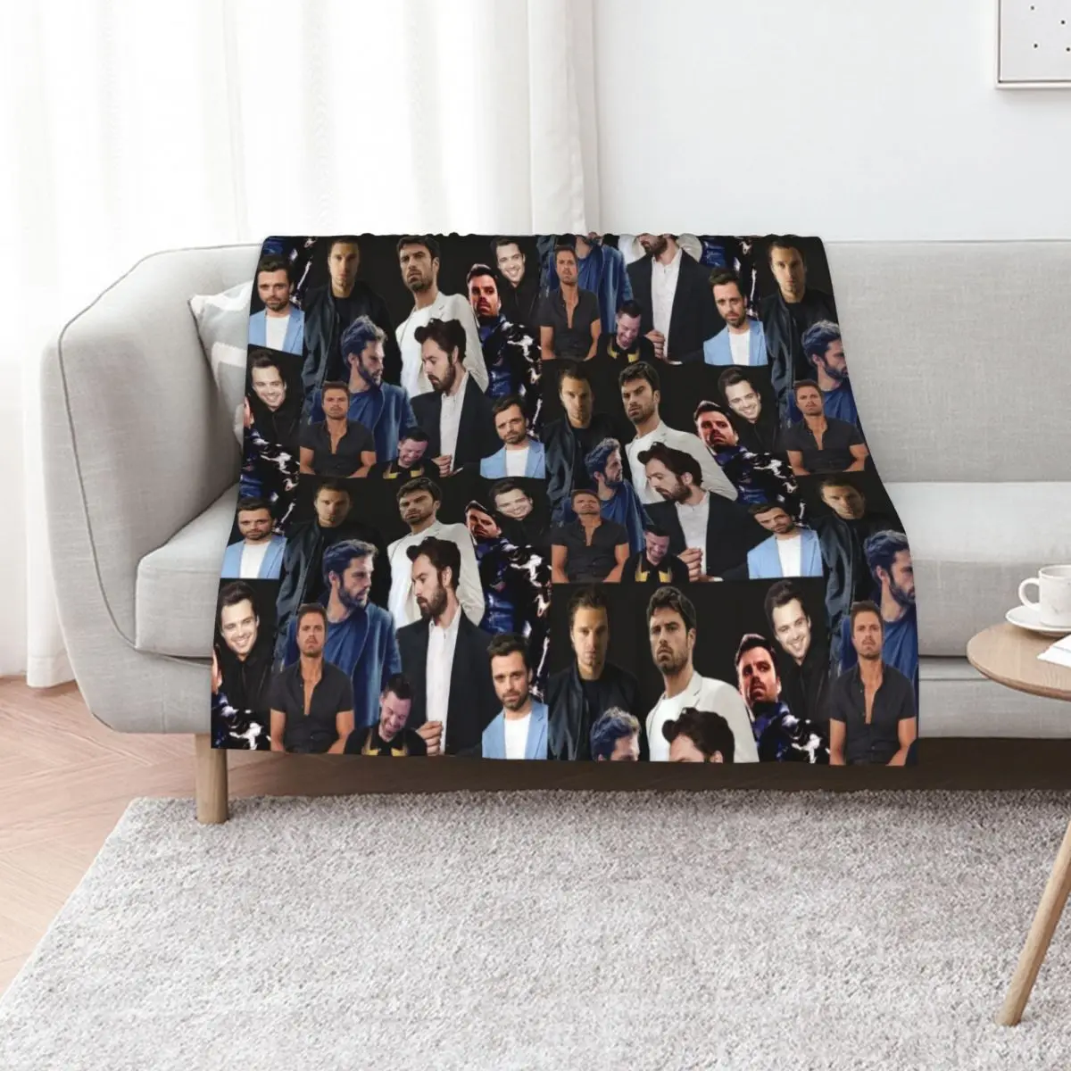Sebastian Stan Throw Blanket Decorative Throw Retros Beautifuls Tourist Winter beds Stuffeds Blankets