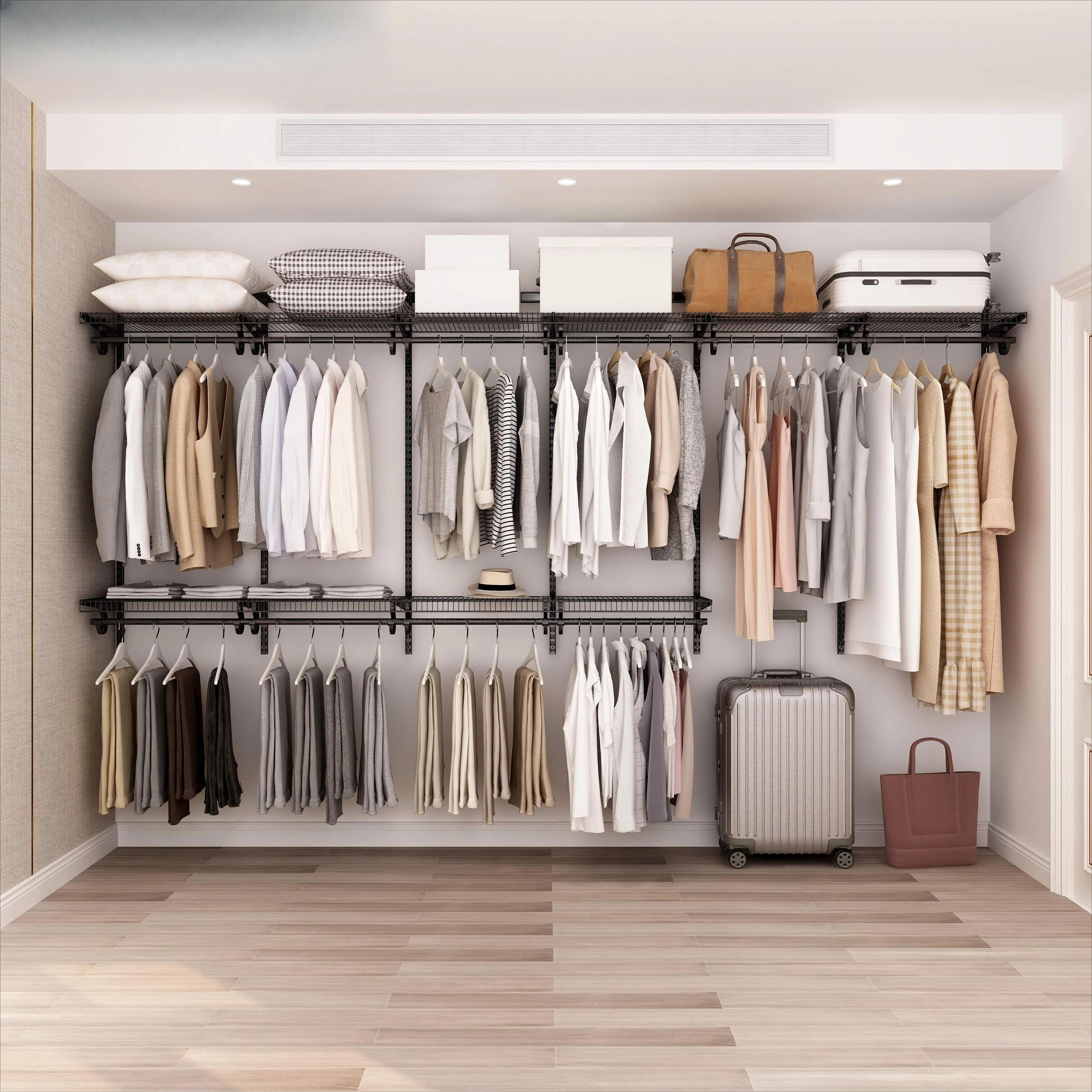 Open-Style Steel Extendable Walk-in Wardrobe Organizer For Clothing Storage Modern Home Furniture Bedroom Apartment Dining