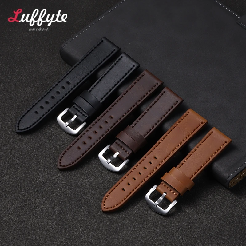 Fashion Leather Watch Bands Straps 18mm 20mm 22mm 24mm Universal Replacement Watchbands Bracelet Business Watches Accessories