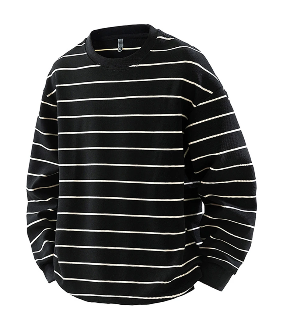 Striped Sweatshirt Men 8XL Plus Size Sweatshirt Spring Autumn Striped Pullover Fashion Casual Sweatshirts Male Big Size 8XL