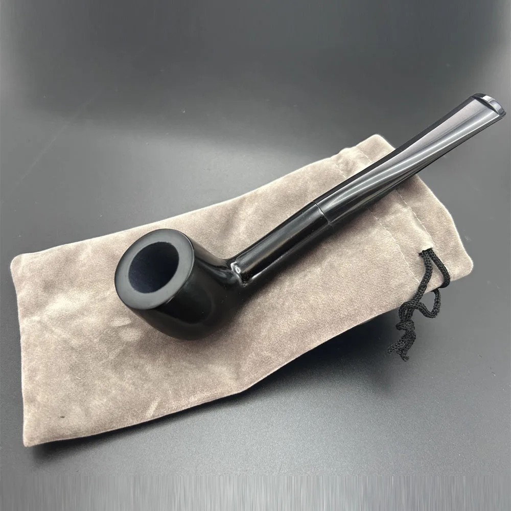 1pcs Black Ebony Wood Vintage Classic Tobacco Pipe Natural Sandalwood Smoke Pipe