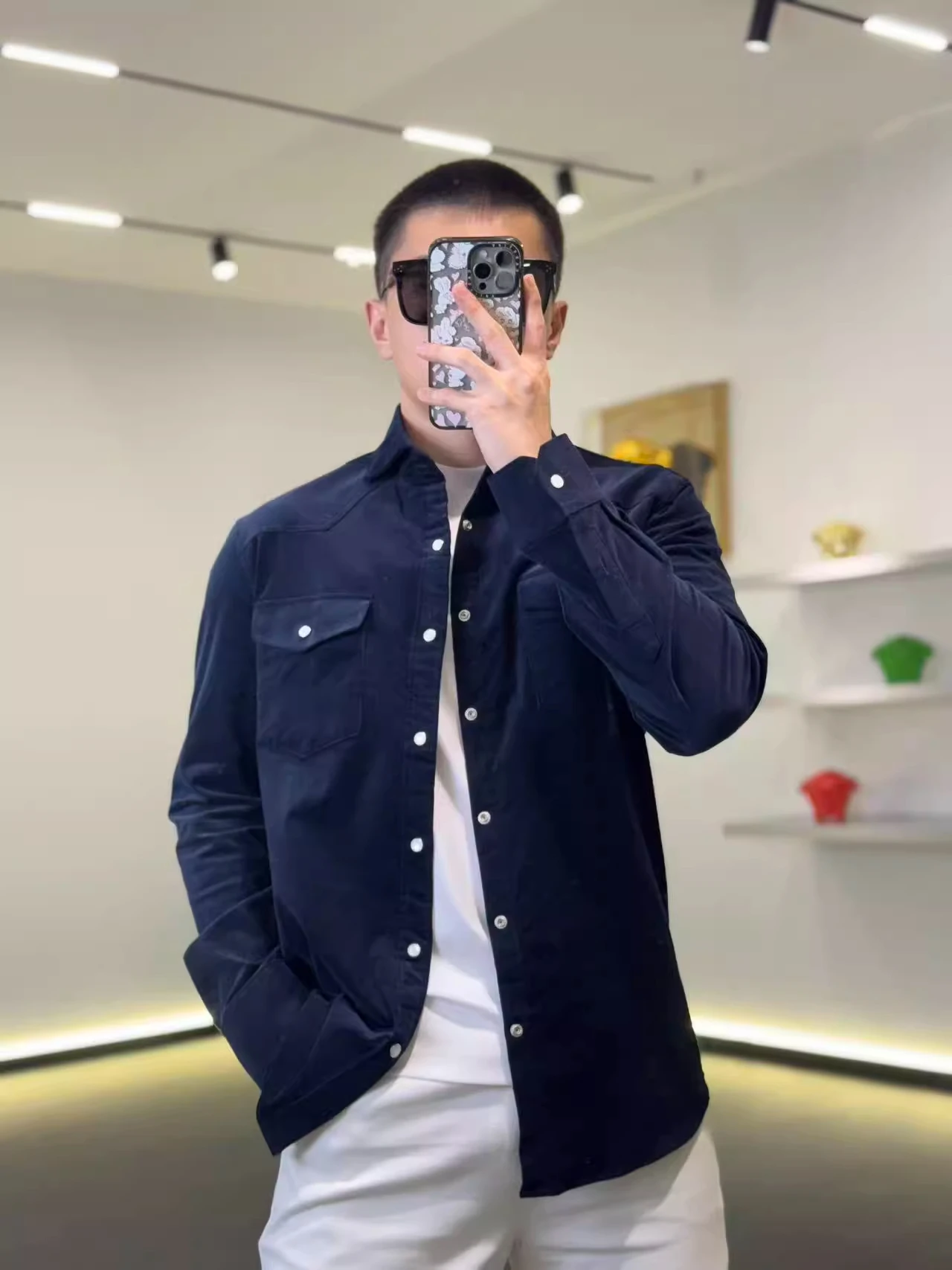  Corduroy Shirt Men's Autumn Winter New Style Simple Classic Collar Long Sleeve Breathable Comfortable Fit for Boys