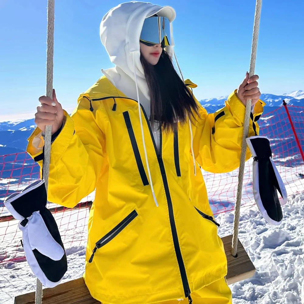NuJune X Zachariah Women's Ski Suit Water Windproof Loose Winter Snowboarding Suit Women Snowsuit Men Baggy Set Plus Size