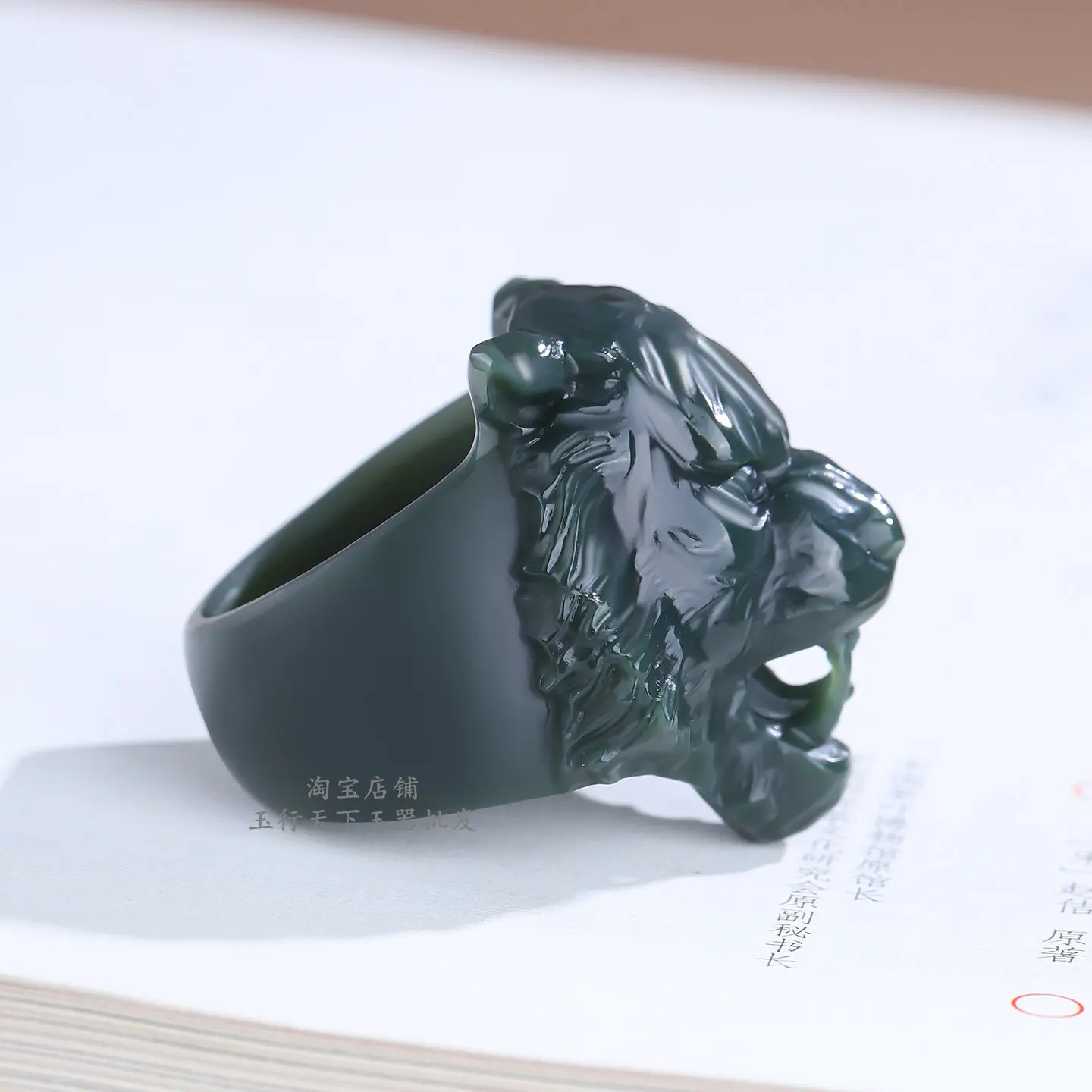 Genuine natural Xinjiang Hetian jade fine material tiger jade finger wrench zodiac tiger jade ring men's and women's wide versio