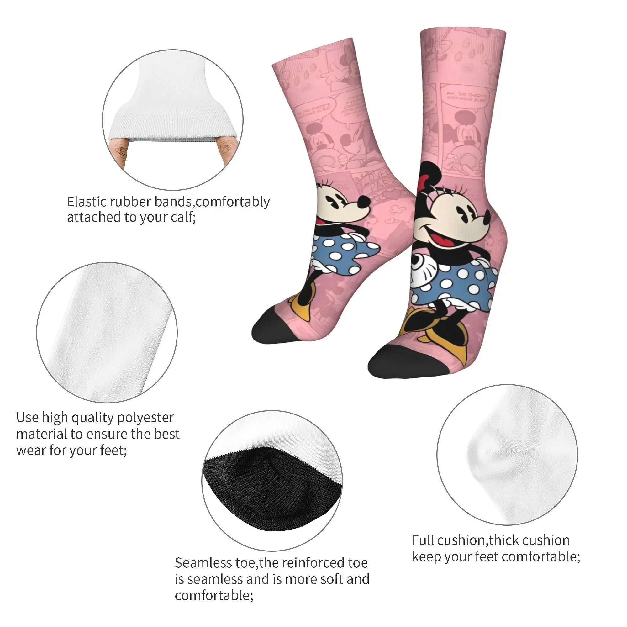 Kawaii Minnie Cartoon Socks Mercadoria para homens e mulheres Meias de tripulação aconchegantes melhor ideia de presente