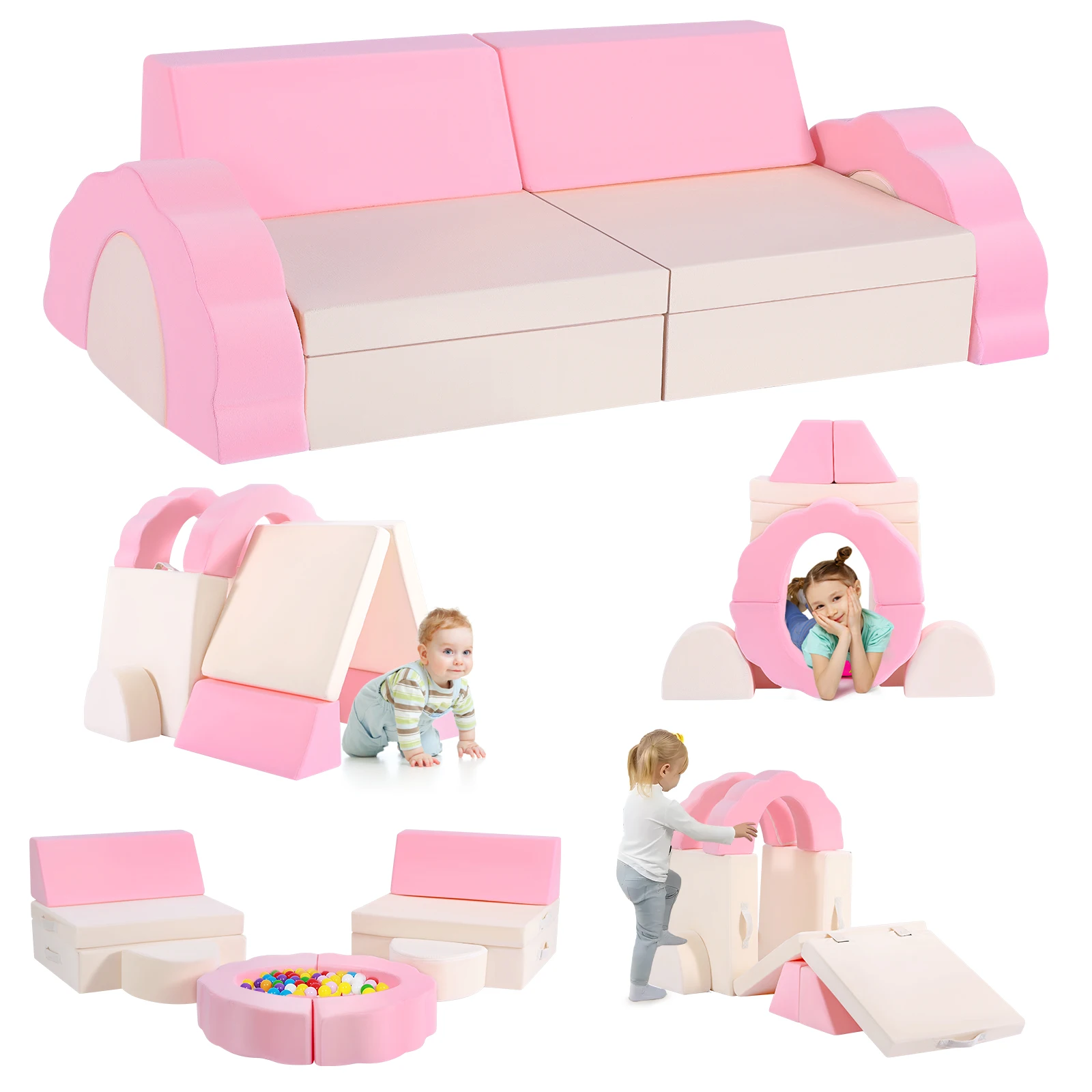 Canapé convertible pour enfants, pour chambre d'enfant, salle de jeux, mobilier de crèche, kit de jeu pour aire de jeux, canapé modulaire pour enfants