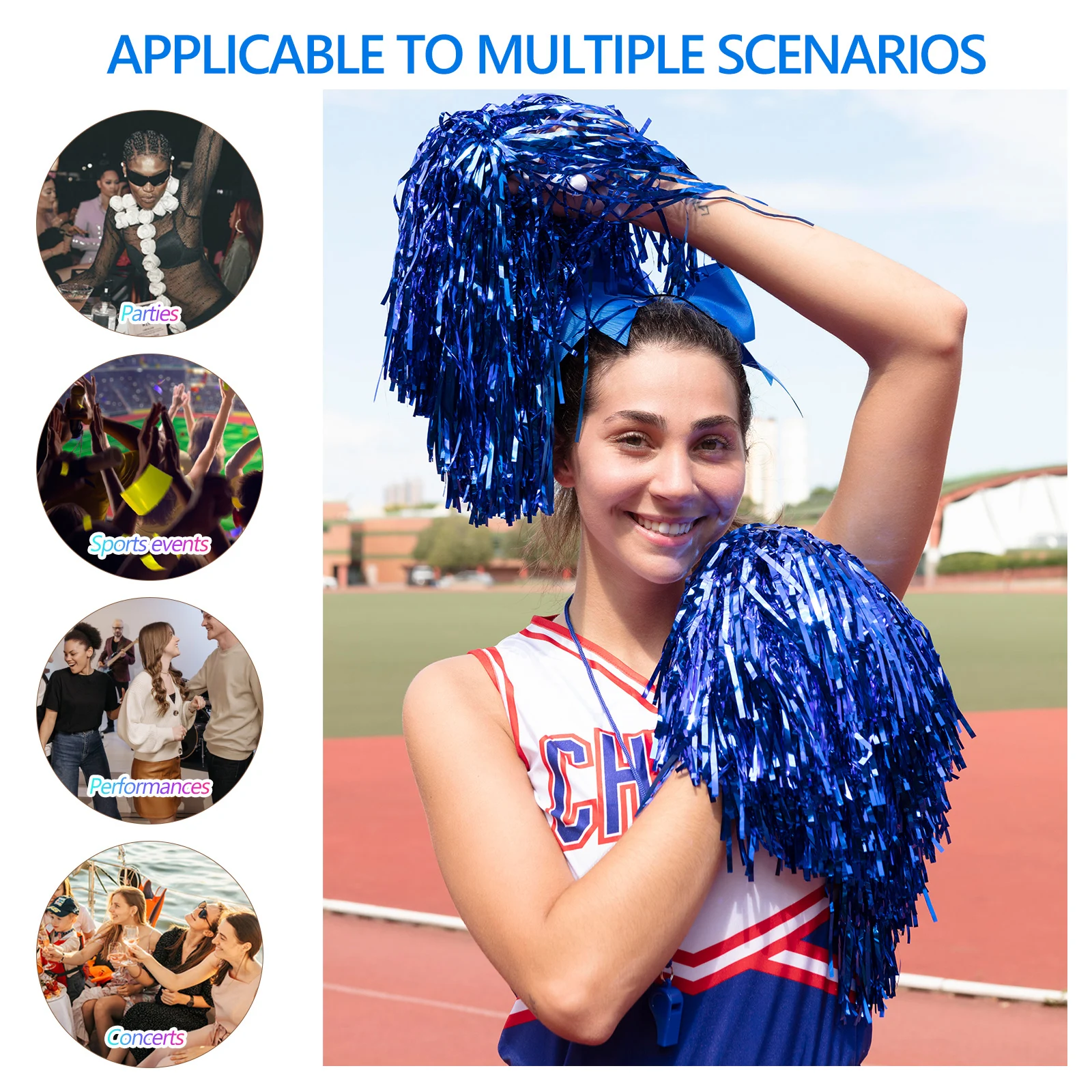 

Handheld Pom Poms Cheerleader Accessories Reusable Sports Event Party Favors Cheering Squad Supplies