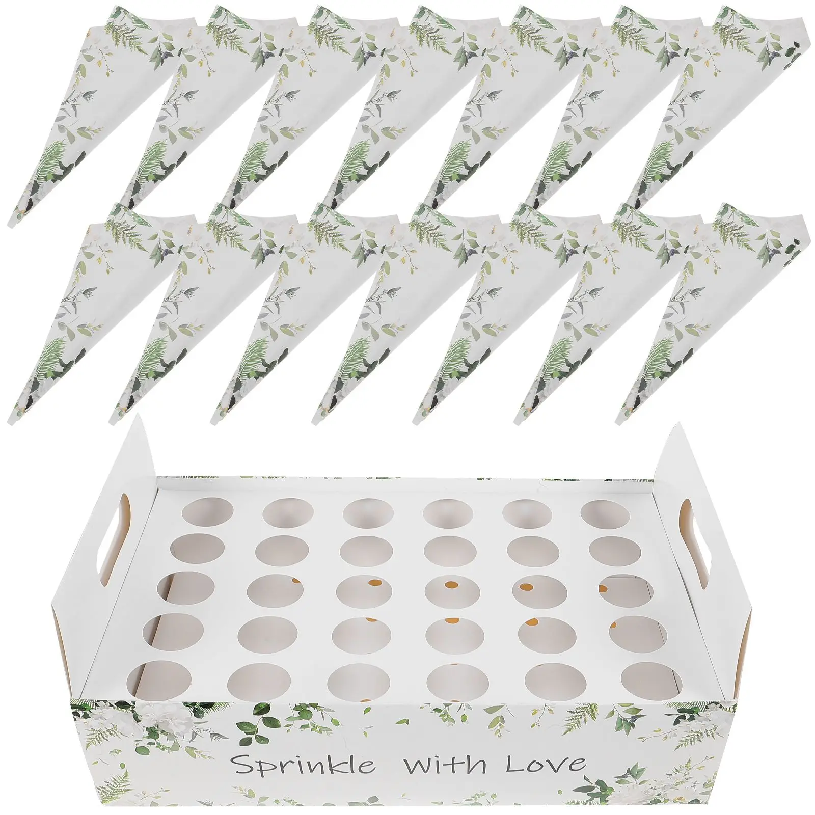

Paper Cones for Confetti 30 Hole Brown Cone Box Decorative Tray Storage Wedding Party Supplies Petals Flowers Candy Holder