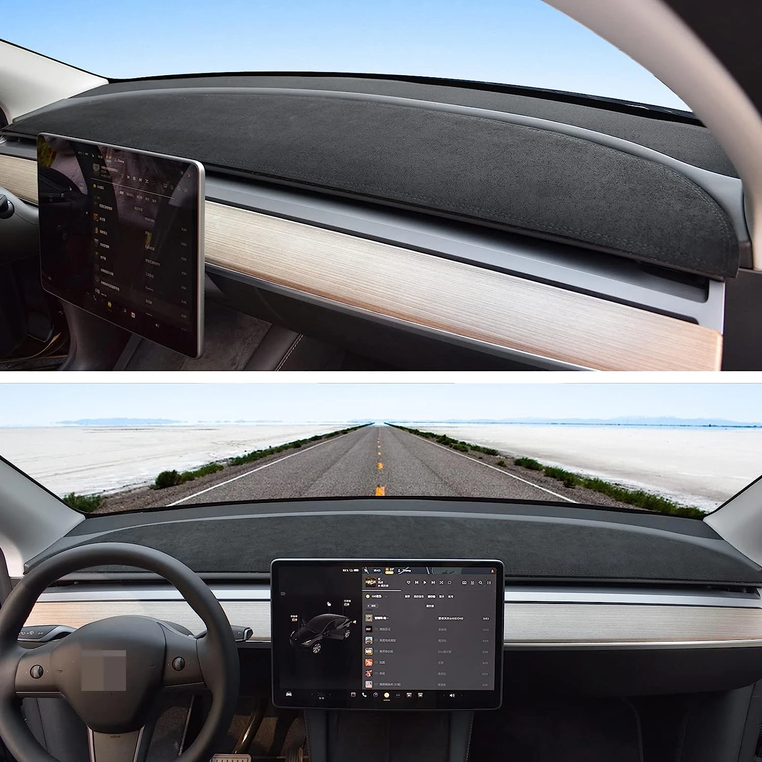 Dashboardhoes Voor Tesla Model 3 2017-2023 En Model Y 2019-2024 Flanellen Dashboardpad Dashboard Mat Accessoires