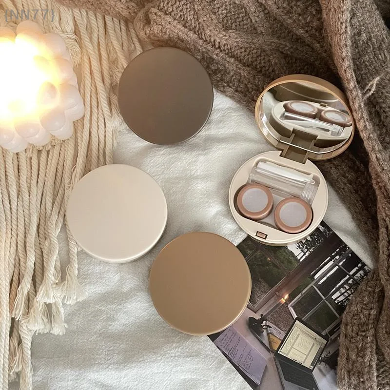 Caja portátil para lentes de contacto de Color sólido, espejo/premallera/palo de succión incluido, estuche de almacenamiento para Kit de viaje, 1 Uds. ​