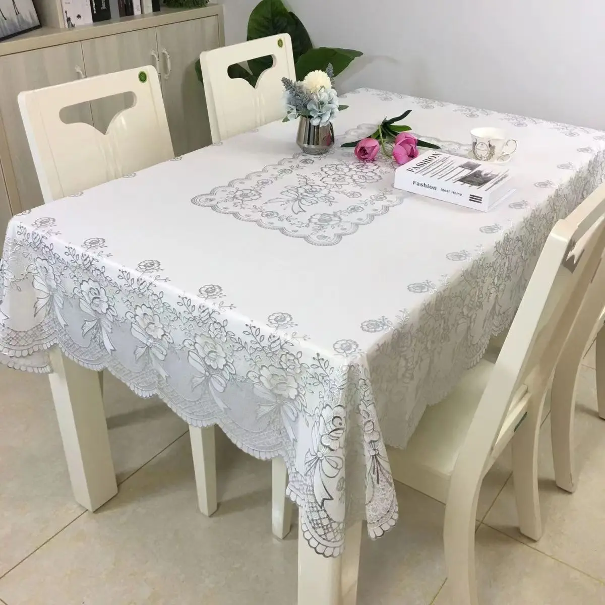 European Lace Table Cloth, Coffee Table Cloth, Dust Cover, Rich Jade, 130*180