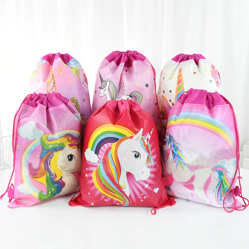 

Unicorn Drawstring Bag Girls Favors Lovely Unicorn Non-woven Fabrics Gift Bags Children Birthday Party Favors Baby Shower Decor