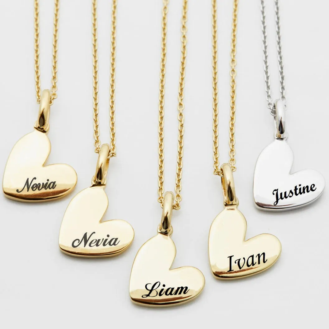 

Custom Family Heart Name Necklace Couple Jewelry Customized Engraved Nameplate Necklac Grandma Mom Personalized Gift